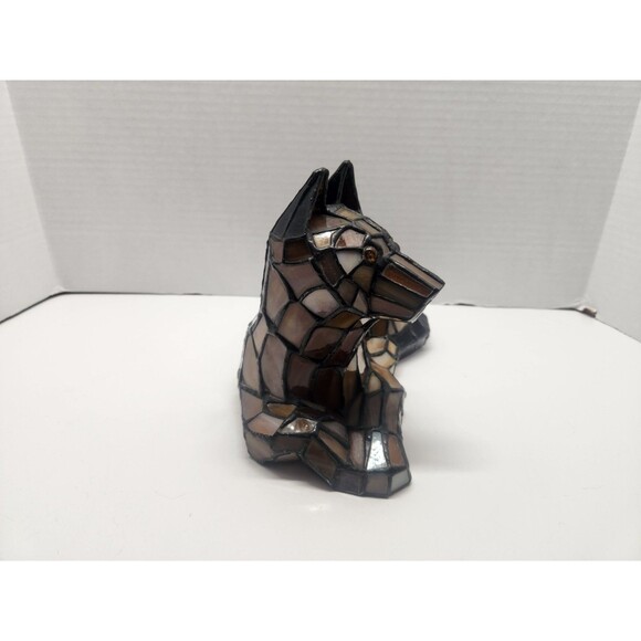 Vintage Meyda 7” Mini Tiffany Shepard Dog  Lamp Decor German Shepherd #17562 - Picture 9 of 12